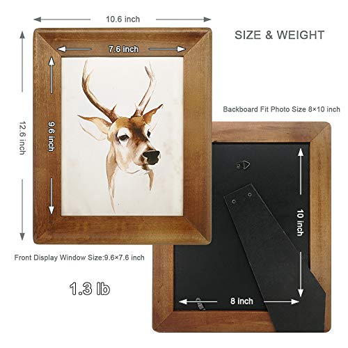 icheesday 8x10 Picture Frames,Brown Rustic Wood Frame with Glass Front, Display 10x8 inch Photos for Table Top Display and...