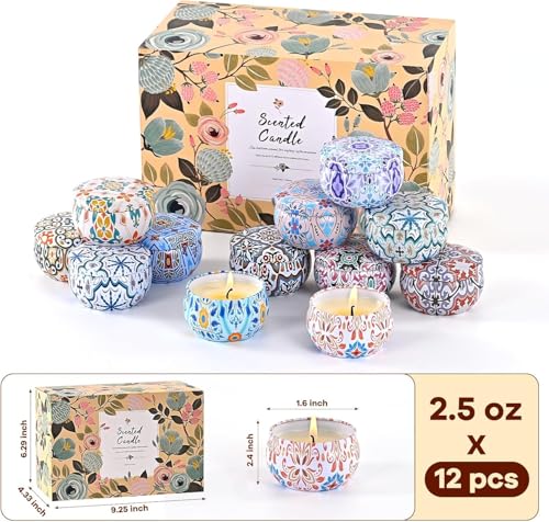Obisesio Scented Candles Gift Set, Candles for Home Scented 12 Pack, 300 Hours Long Lasting Soy Wax Aromatherapy Candle Se...