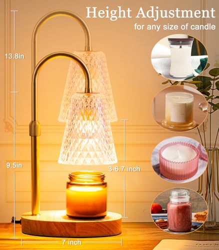 Candle Warmer Lamp Electric Timer - Candles Wax Warmers Glass Lamps for Jar Candles Burner No Flame Scented Melting Warmin...