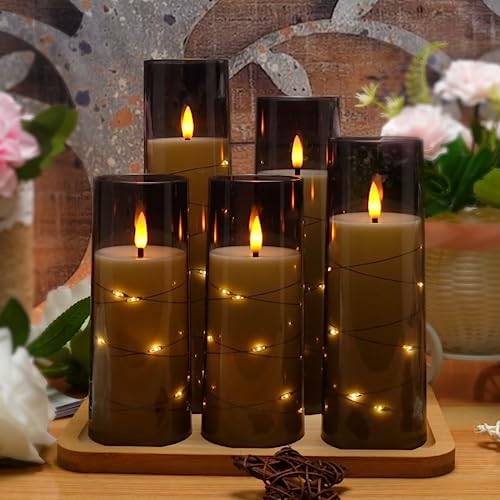 kakoya Flameless LED Candles with Timer 5 Pc Flickering Flameless Candles for Romantic Ambiance and Home Decoration Stable...