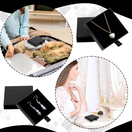 5 Pack Jewelry Gift Box, Sponge Fill Cardboard Jewelry Boxes Black Small Bracelet Gift Box for Women, Bracelet Necklace Ea...