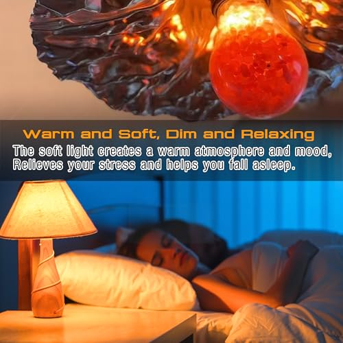 Elmoyle Dimmable Himalayan Salt Lamp LED Light Bulbs, E26 2200K Warm Amber Pink Night Light, 6W Mood Lighting, E26 A60 Sal...