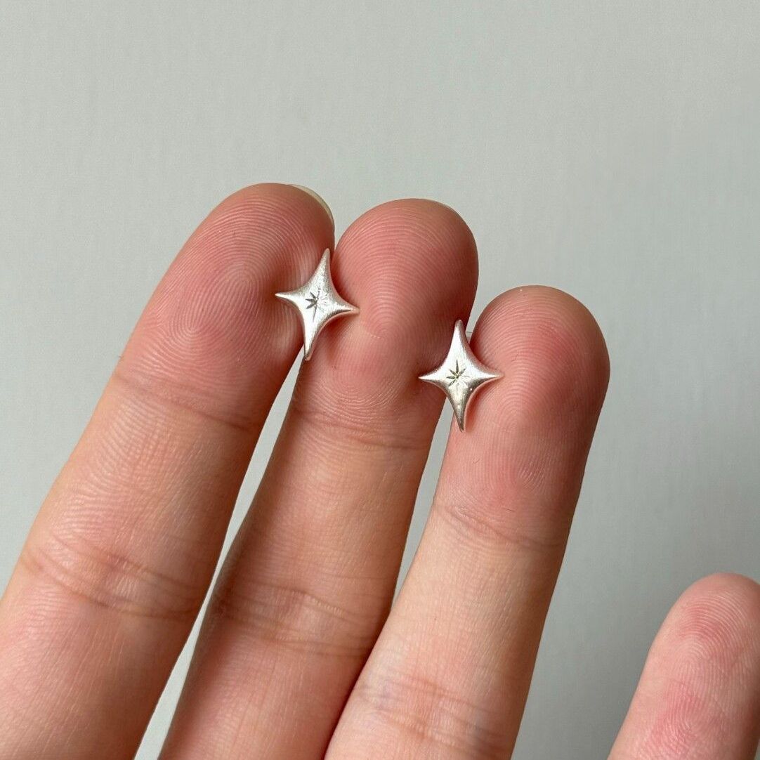 Ins Style Four-pointed Star Stud Earrings, Niche Minimalist Versatile Daily Ear Accessories