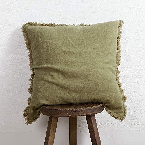 ATLINIA Fringed Cushion Cover 20 x 20 Soft Linen Decorative Throw Pillow Cover for Couch Sofa Bed and Outdoor Olive Pillow...