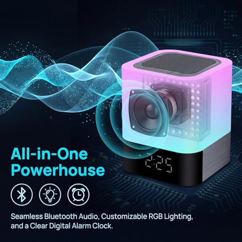Gallstep Night Lights Bluetooth Speaker, Alarm Clock Bluetooth Speakers Touch Sensor Bedside Lamp Dimmable Multi-Color Cha...