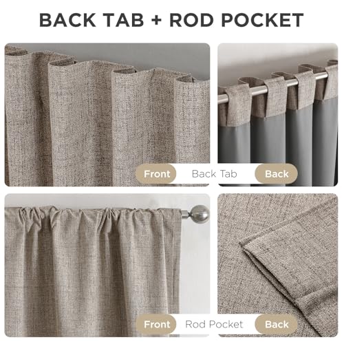 Joydeco Blackout Curtains for Bedroom - Nature Linen 84 Inch Long 100% Light Blocking 2 Panels Set, Rod Pocket & Back Tabs...