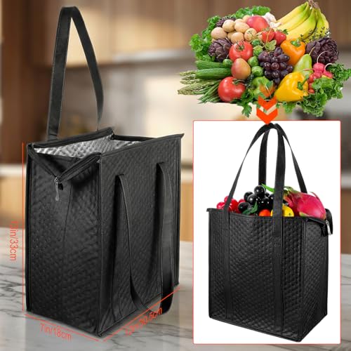 Afcabakila 4 PCS Insulated Grocery Bags, Reusable Thermal Cooler with Zipper for Food Shopping, Travel, Beach, and Picnic,...