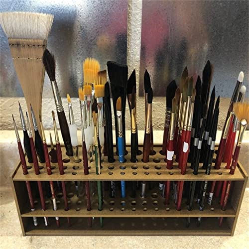 Lovskoo Brush Holder Paintbrush Holder 67 Holes Paint Brush Holders and Organizers Wall Mount Or Freestanding Desk Organiz...