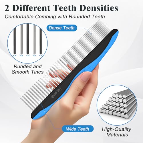 2PCS Self Cleaning Slicker Brush & Dog Comb - Skin Friendly Deshedding Grooming Tool for Dogs, Cats and Small Animals, Pro...