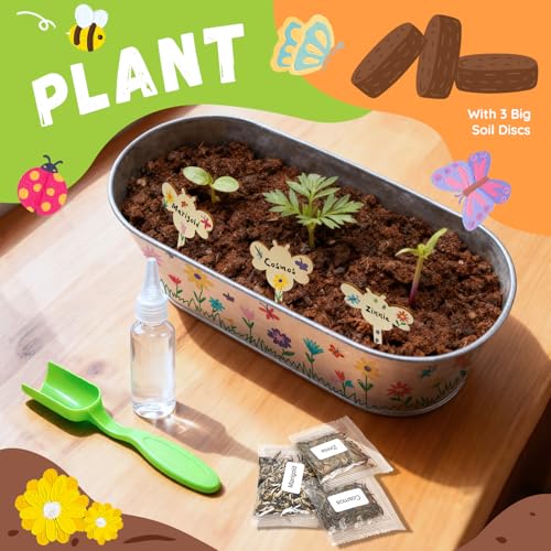 PLANTMEW Paint & Plant Flower Growing Kit for Kids - Fun Kids Gardening Set - Unique Birthday, Crafts & Arts, Gardening Gi...