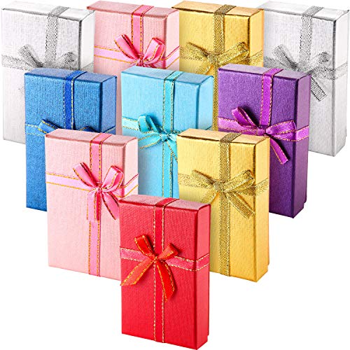 Pangda 12 Pieces Cardboard Ring Gift Box Jewelry Boxes Package Case for Necklace Earring Gift, Random Color