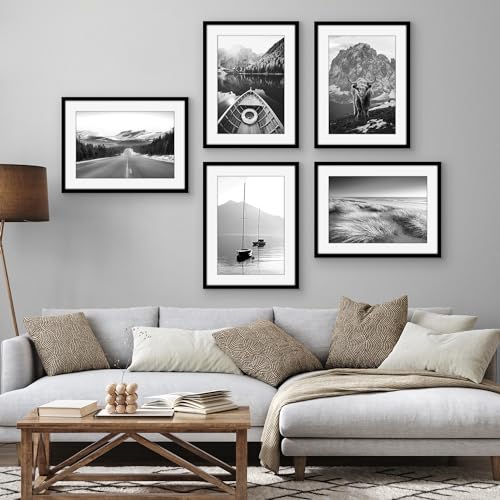Americanflat 17x23 Picture Frame with Polished Plexiglass - Set of 5 - Use as 13x19 Frame with Mat or Display 17x23 Photo ...