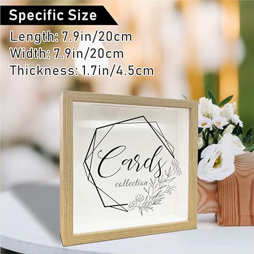 8" x 8" Card Collector Box Photo Frame - Minimalist Floral Pattern Keepsake - Memory Box for Displaying and Collecting Gre...
