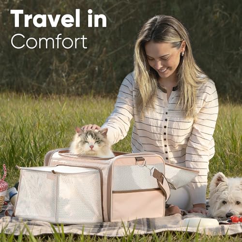 FUKUMARU Cat Carrier, 18x11x11 Expandable Soft Cat Travel Carrier, Ventilate Airline Approved Dog Carrier, Durable Small D...