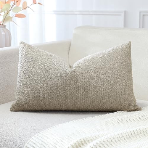 OTOSTAR Set of 1 Textured Boucle Throw Pillow Covers Lumbar Pillow Cases Cozy Soft Decorative Couch Cushion Case for Chair...