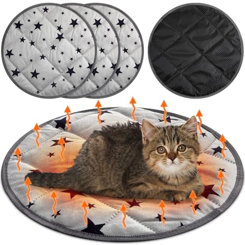 Namalu 4 Pack Self Warming Cat Bed Self Heating Cat Mat Star Pattern Soft Dog Crate Pad Thermal Pet Mat Anti Slip Kennel D...