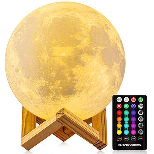GDPETS Moon Lamp, 16 Colors Moon Night Light with Stand & Remote &Touch Control and USB Rechargeable Decorative Light Up M...