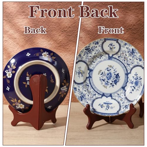 ADLABLD 2Pcs Easel Plate Holder, Brown Displays, Frames Photo Holder Stands for Decorative Picture Frame
