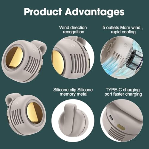 VACVOIIVCE White Portable Mini Bladeless Fan, 3-Speed Clip-on Fan for Shirt and Waist