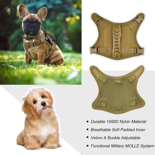 Tactical Dog Harness with Leash Tactical Puppy Vest with Rubber Handle K9 Military Adjustable Pet Harness for Outdoor Trai...