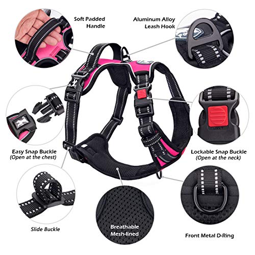 PoyPet No Pull Dog Harness, No Choke Front Lead Dog Reflective Harness, Adjustable Soft Padded Pet Vest with Easy Control ...
