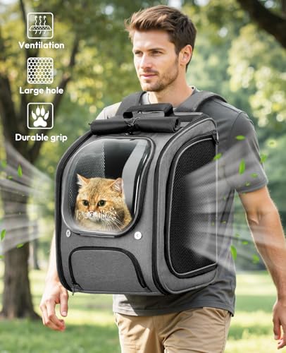 Pecute Cat Backpack Carrier, Large Space Cat Bubble Backpack, Breathable Cat Carrier, Shaded Dog Backpack Carrier, Ergonom...