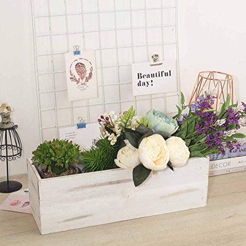 18x6-Inch Natural Whitewashed Wood Rustic Rectangular Planter Boxes Holders Centerpieces Wedding Decorations Party