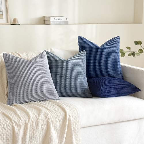 MIULEE Blue Decorative Pillow Covers 18x18 Inch Set of 4 Boho Western Farmhouse Home Decor Couch Throw Pillows Summer Coas...