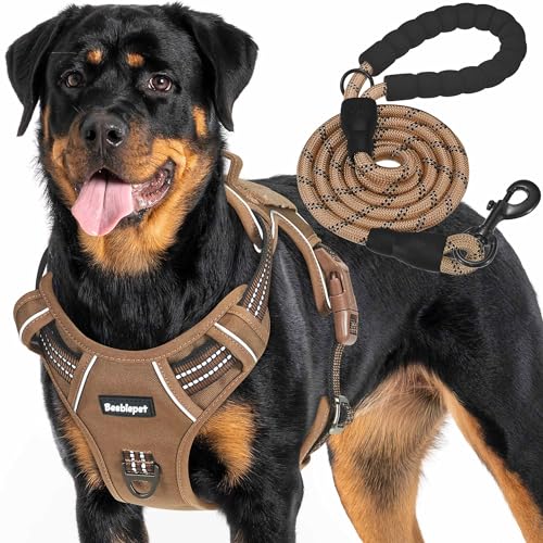 Beebiepet Heavy Duty Tactical Dog Harness for Large Dogs, No Pull Adjustable Pet Harness Reflective Service Training Easy ...