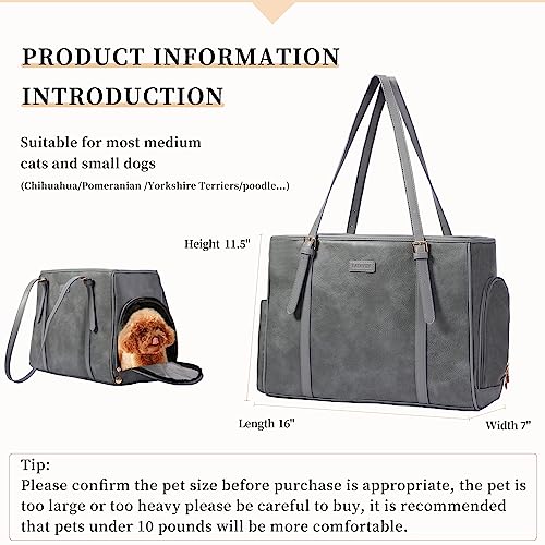 Lasaviin Fashion Dog Purse Pet Carrier Leather Bag for Small Dogs Cats Puppy, Portable Tote Bag Airline Approved Soft-Side...