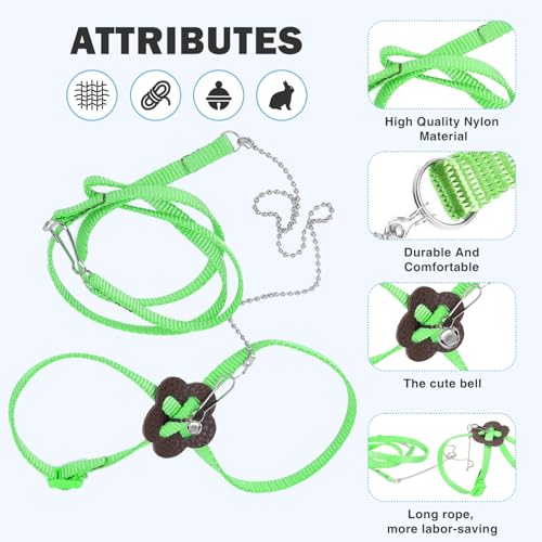 HOKABLE 2 Pack Adjustable Hamster Leash Harness for Harness for Ferret Baby Rabbit Hamster Rat Mouse Leash Lead with Bell...