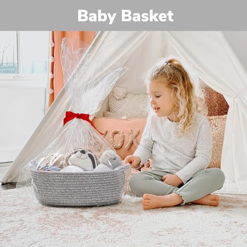 CHICVITA Decorative Gift Basket, Easter Basket for Kids, Woven Rope Storage Baskets with Handles, Nursery Baby Shower Toy ...