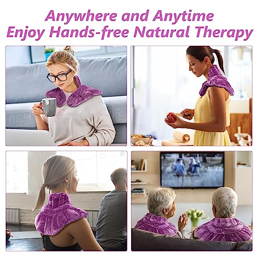 RelaxCoo Microwavable Heating Pad for Neck, Shoulders, and Back - Weighted Neck Warmer with Moist Heat, Purple, Lavender S...