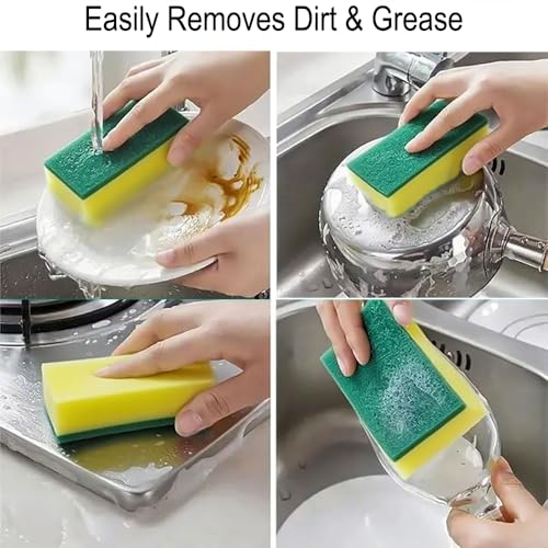 15 Pack Kitchen Cleaning Sponges, Dual Side Cleaning Dish Sponges Cleaning Supplies for Home and Kitchen, Anti-Scratch Scr...