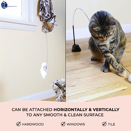 Whiskertons Interactive Bird Simulation Cat Toy Set, Interactive Cat Toys for Indoor Cats, Cat Feather Toy, Self-Holding S...