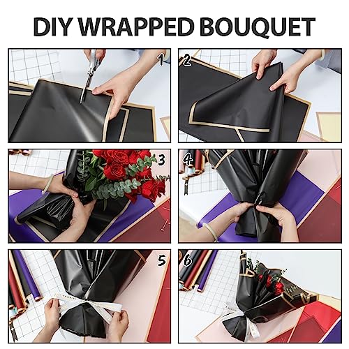NESCCI 20 Sheets Flower Wrapping Paper - Waterproof Floral Bouquet Wrapping Paper, Florist Supplies Packaging Paper for We...