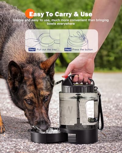 77oz Large Dog Water Bottle - Portable Travel Dog Water Dispenser & Bowl - Leak-Proof Pet Water Jug for Hiking, Camping, W...