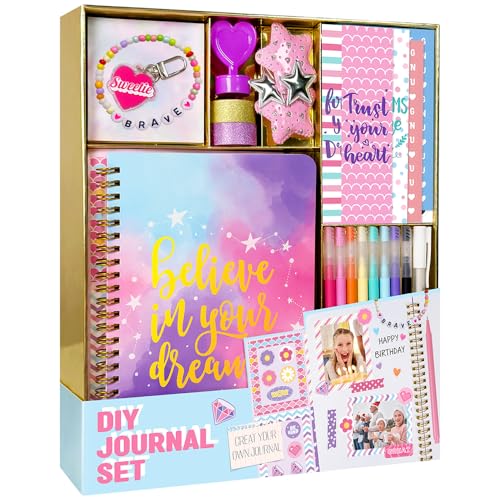 Nollh DIY Journal Kit for Girls - 26PCS Teen Tween Girl Gifts Trendy Stuff, Stocking Stuffers, Scrapbook Supplies Statione...