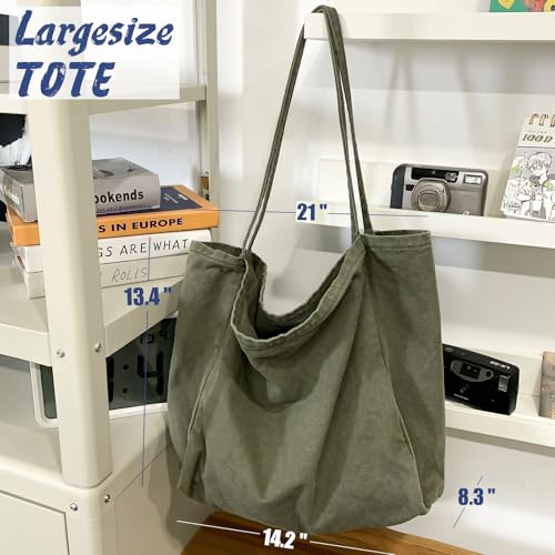 YAVCOOL Canvas Tote Bag for Women Large Hobo Shoulder Bag for Work Travel Casual Message Bag Tote Purse handbags
