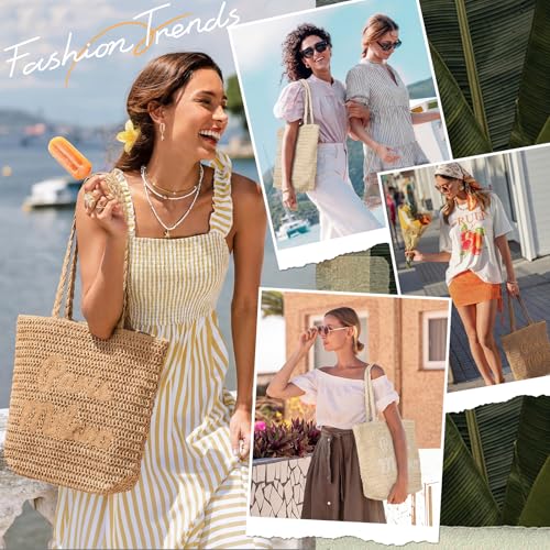 Beach Bags for Women - Large Straw Bag Woven Beach Tote, Summer Handmade Shoulder Handbag