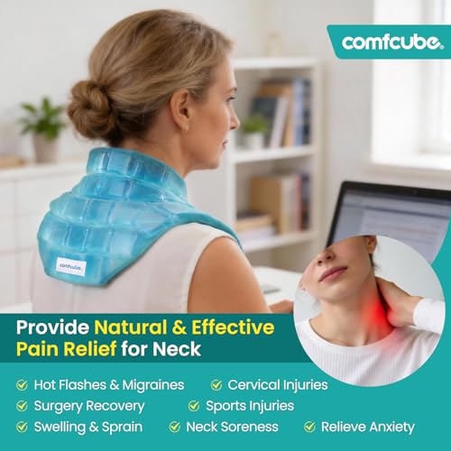 Comfcube Neck Ice Pack Wrap for Cervical Pain and Cooling, 2 Hours Long Lasting Cold Ice Pack for Neck Shoulders, FSA Elig...