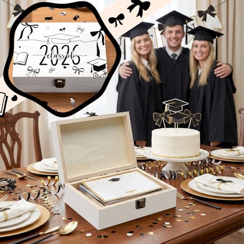 Seeloowy Graduation Memory Keepsake Box with Photo Custom 2026 Large Grad Card Box with Customized Picture Gift for Him He...