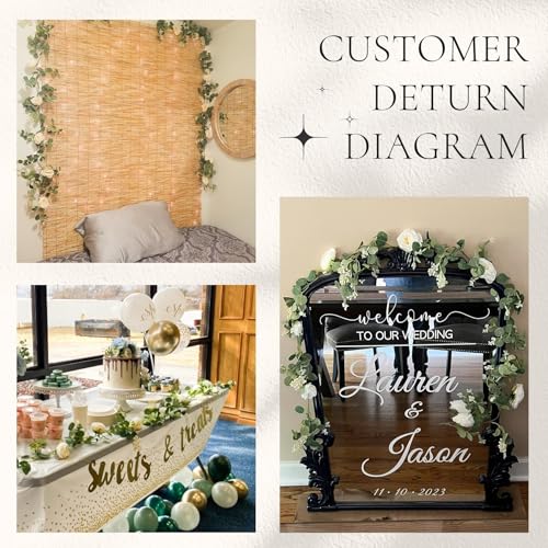 Der Rose 2 Pcs 13FT Artificial Floral Garland, Flower Eucalyptus Spring Garland with Champagne Rose, Faux Flower Vine for ...