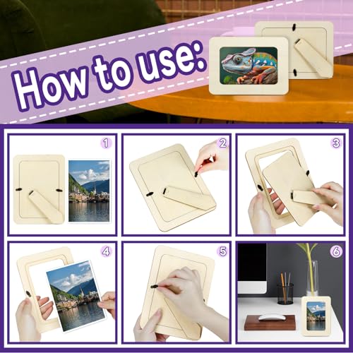 VOKOY 20 Pack Wooden Picture Frames for Crafts, DIY Wood Craft Picture Frames Bulk for 4" x 6" Photos,Unfinished Standing ...