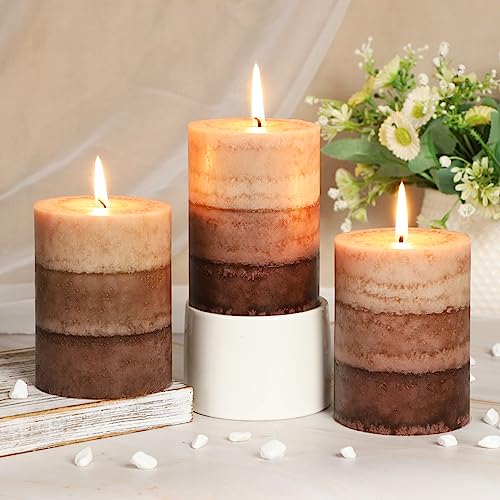 Cafemoon Coffee Pillar Candles, Aromatherapy Scented Candles, 35+ Hours Burn Long Lasting, Set of 3 Tall 3x4 Inch Dripless...