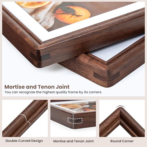 RICHFOCUS 8x10 Picture Frame, Natural USA-Sourced Solid Walnut Wood Picture Frame with Tempered Glass, Handcrafted Rounded...