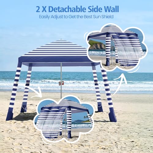 NORTHSKY Beach Cabana 8×8FT, Beach Canopy with 2 Pcs Side Wall,Beach Tent Sun Shelter,Easy Setup UPF 50+ Sun Shelter with ...