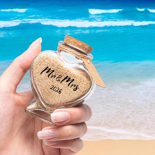 TUNGURIS Mr&Mrs 2026 Sand Keepsake Jar, Bridal Shower, Wedding, Engagement, Honeymoon, Travel Gift for Couples, Newlywed, ...