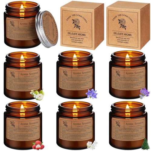 Threlaco 6 Pcs Christmas Soy Candles for Women Gift Bulk Soy Scented Wax Aromatherapy Candles for Women Home Long Lasting ...