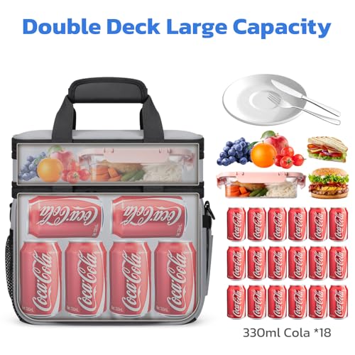Maelstrom Lunch Box, 20L Insulated Lunch Bag for Men Women, Expandable Double Deck Leakproof Cooler Bag with 6 Pockets, Re...